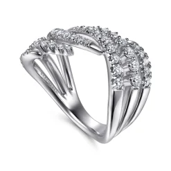 Gabriel & Co. 14K White Gold Diamond Swirl Bypass Ring
