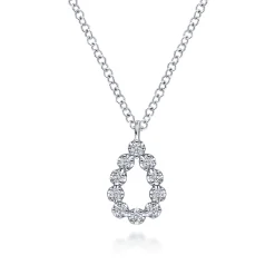 Online Gabriel & Co. 14K White Gold Diamond Teardrop Pendant Necklace