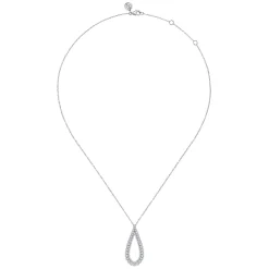 Gabriel & Co. 14K White Gold Diamond Teardrop Drop Necklace