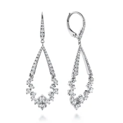 Discount Gabriel & Co. 18K White Gold Diamond Teardrop Leverback Earrings