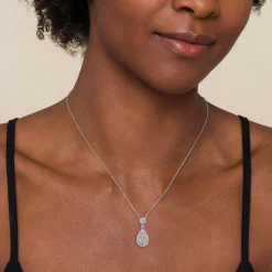 Sale Gabriel & Co. 14K White Gold Diamond Teardrop Pendant Necklace