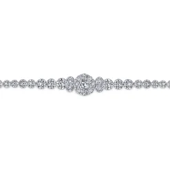Online Gabriel & Co. 14K White Gold Diamond Tennis Bracelet with Round Cluster Stations