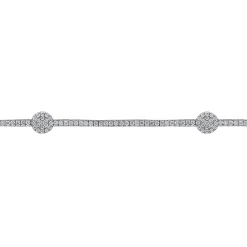 Discount Gabriel & Co. 14K White Gold Diamond Tennis Bracelet with Round Cluster Stations