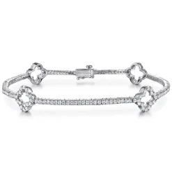 Discount Gabriel & Co. 14K White Gold Diamond Tennis Bracelet with Clover Stations