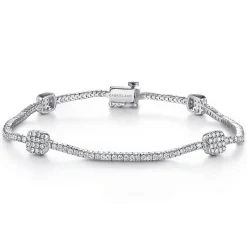 Online Gabriel & Co. 14K White Gold Diamond Tennis Bracelet with Diamond Cube Stations