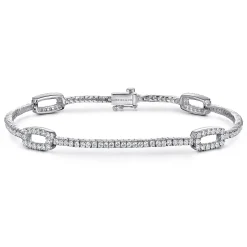 Best Gabriel & Co. 14K White Gold Diamond Tennis Bracelet with Rectangular Link Stations
