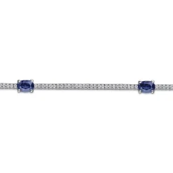 Sale Gabriel & Co. 14K White Gold Diamond Tennis Bracelet with Oval Sapphire Stations