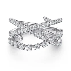 Discount Gabriel & Co. 14K White Gold Diamond Thorn Criss Cross Ring