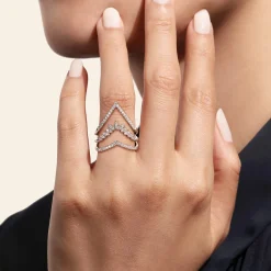 Sale Gabriel & Co. 14K White Gold Diamond Triple Row Chevron Ladies Ring