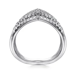 Sale Gabriel & Co. 14K White Gold Diamond Triple Row Chevron Ladies Ring