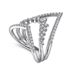 Sale Gabriel & Co. 14K White Gold Diamond Triple Row Chevron Ladies Ring