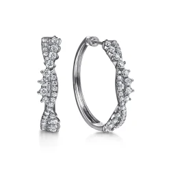 Online Gabriel & Co. 14K White Gold Diamond Twisted Intricate Hoop Earrings
