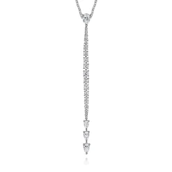 New Gabriel & Co. 18K White Gold Diamond Vertical Bar Pendant Necklace