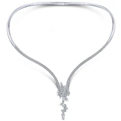 Sale Gabriel & Co. 18K White Gold Diamond Waterfall Choker Necklace