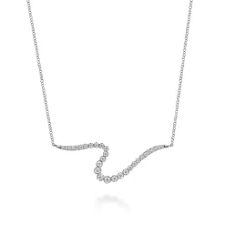 Clearance Gabriel & Co. 14K White Gold Diamond Wave Bar Necklace