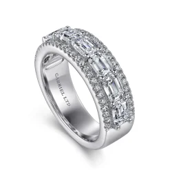 Clearance Gabriel & Co. 18K White Gold Diamond Wide Band Ring