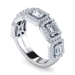 Best Gabriel & Co. 18K White Gold Diamond Wide Band Ring