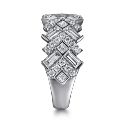 Hot Gabriel & Co. 14K White Gold Diamond Wide Band Ring