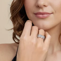 Hot Gabriel & Co. 14K White Gold Diamond Wide Band Ring