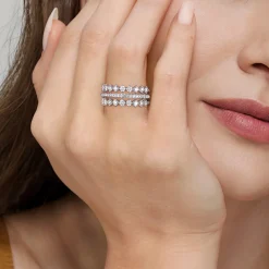 Sale Gabriel & Co. 14K White Gold Diamond Wide Band Ring