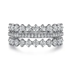 Sale Gabriel & Co. 14K White Gold Diamond Wide Band Ring