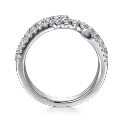 New Gabriel & Co. 14K White Gold Diamond Wide Bypass Band Ring