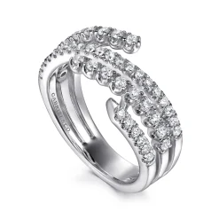 New Gabriel & Co. 14K White Gold Diamond Wide Bypass Band Ring