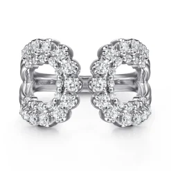New Gabriel & Co. 14K White Gold Diamond Wide Open Band Ring