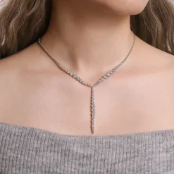 Outlet Gabriel & Co. 18K White Gold Diamond Y Knots Necklace