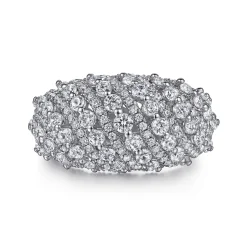 Sale Gabriel & Co. 18K White Gold Domed Diamond Wide Band Ring