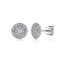 Gabriel & Co. 14K White Gold Double Diamond Halo Stud Earrings