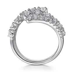 Best Gabriel & Co. 14K White Gold Double Row Diamond Bypass Ladies Ring