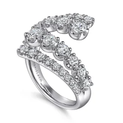 Best Gabriel & Co. 14K White Gold Double Row Diamond Bypass Ladies Ring
