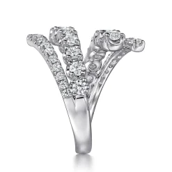 Best Gabriel & Co. 14K White Gold Double Row Diamond Bypass Ladies Ring