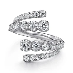 Best Gabriel & Co. 14K White Gold Double Row Diamond Bypass Ladies Ring