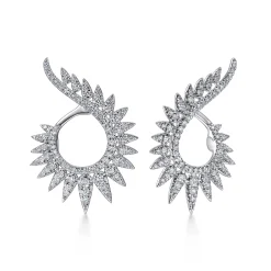 Clearance Gabriel & Co. 14K White Gold Dramatic Open Loop Diamond Bypass Hoop Earrings