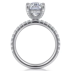Sale Gabriel & Co. 14K White Gold Elongated Cushion Cut Diamond Engagement Ring