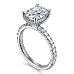 Sale Gabriel & Co. 14K White Gold Elongated Cushion Cut Diamond Engagement Ring