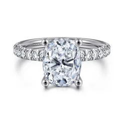Sale Gabriel & Co. 14K White Gold Elongated Cushion Cut Diamond Engagement Ring