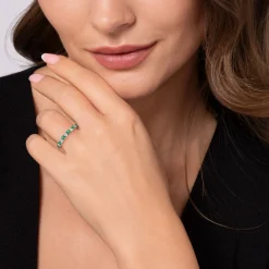 Clearance Gabriel & Co. 14K White Gold Emerald and Diamond Stackable Band