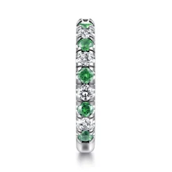 Clearance Gabriel & Co. 14K White Gold Emerald and Diamond Stackable Band