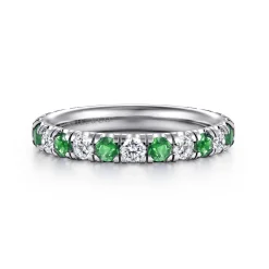 Clearance Gabriel & Co. 14K White Gold Emerald and Diamond Stackable Band