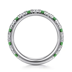Clearance Gabriel & Co. 14K White Gold Emerald and Diamond Stackable Band