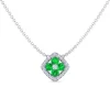 Hot Gabriel & Co. 14K White Gold Emerald and Diamond Halo Floral Pendant Necklace