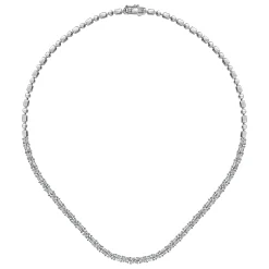 Hot Gabriel & Co. 18K White Gold Emerald and Round Diamond Tennis Necklace