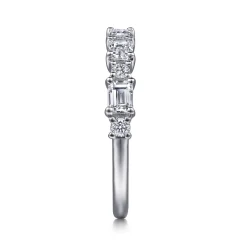 New Gabriel & Co. 14K White Gold Emerald Cut and Round Diamond Anniversary Band - 0.95 ct