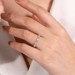 New Gabriel & Co. 14K White Gold Emerald Cut and Round Diamond Anniversary Band - 0.95 ct