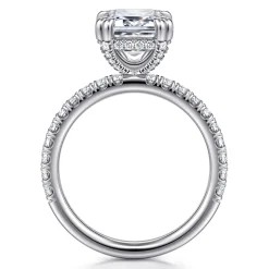 New Gabriel & Co. 14K White Gold Emerald Cut Diamond Engagement Ring