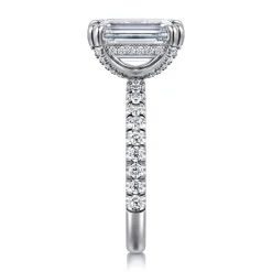 New Gabriel & Co. 14K White Gold Emerald Cut Diamond Engagement Ring