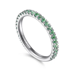 New Gabriel & Co. 14K White Gold Emerald Stackable Ring